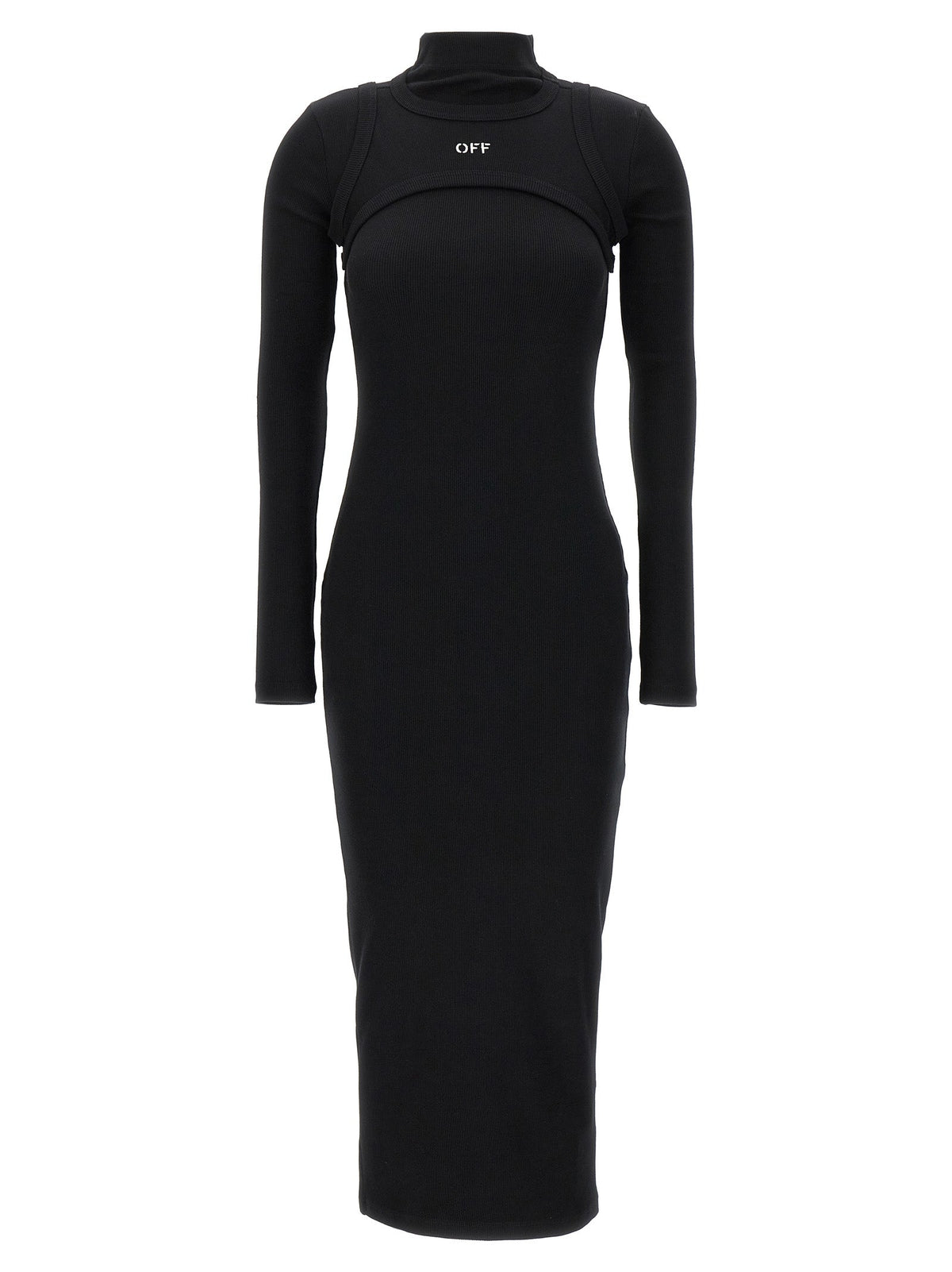 Off-White Black Cotton Midi Dress