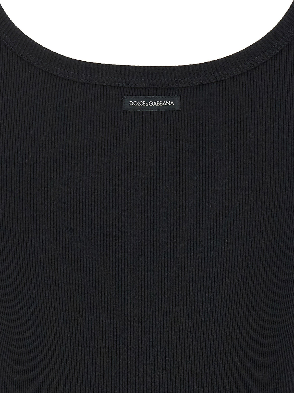 Dolce & Gabbana Black Cotton Tank Tops