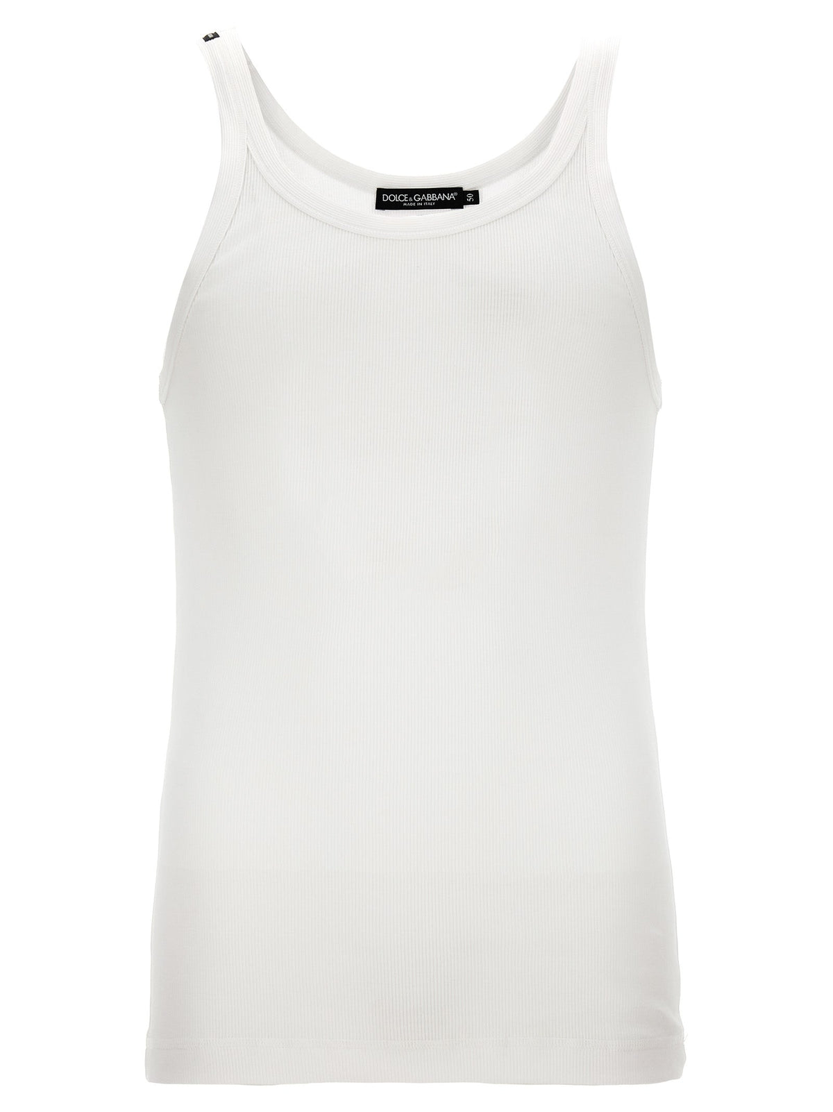 Dolce & Gabbana White Cotton Tank Tops