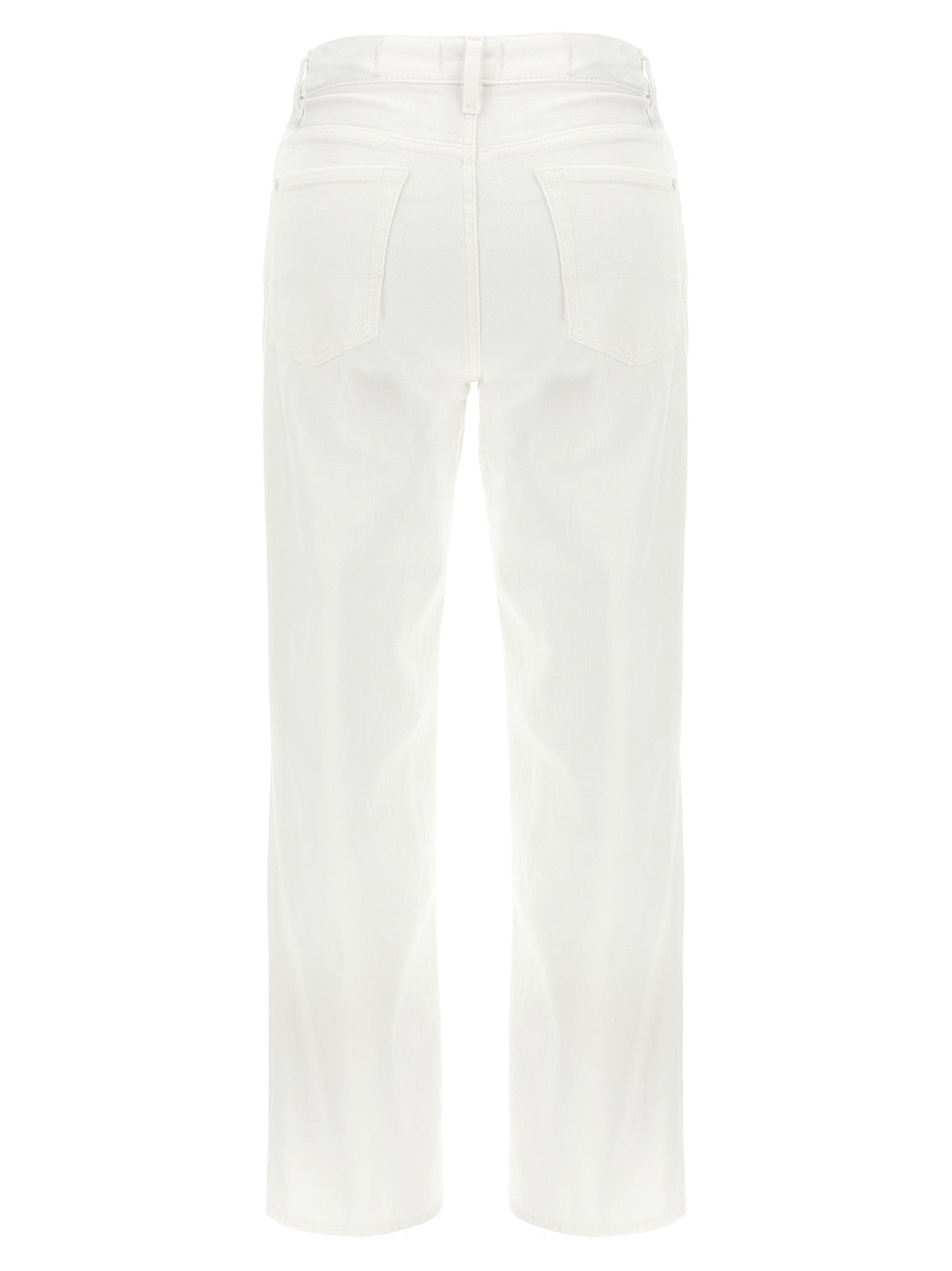 7 For All Mankind White Cotton High-Waisted Jean