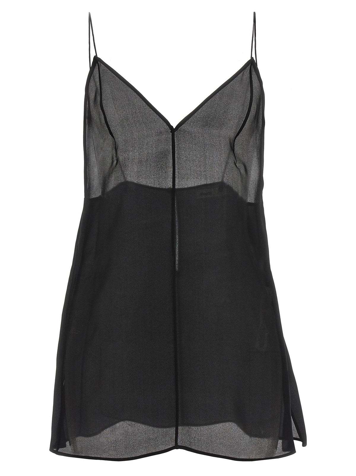 Khaite Black Silk Tank Tops