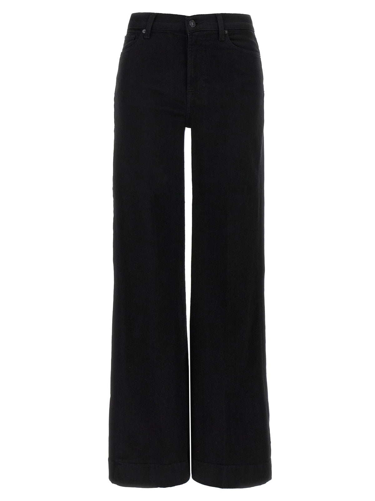 7 For All Mankind Black Cotton Flared Jeans