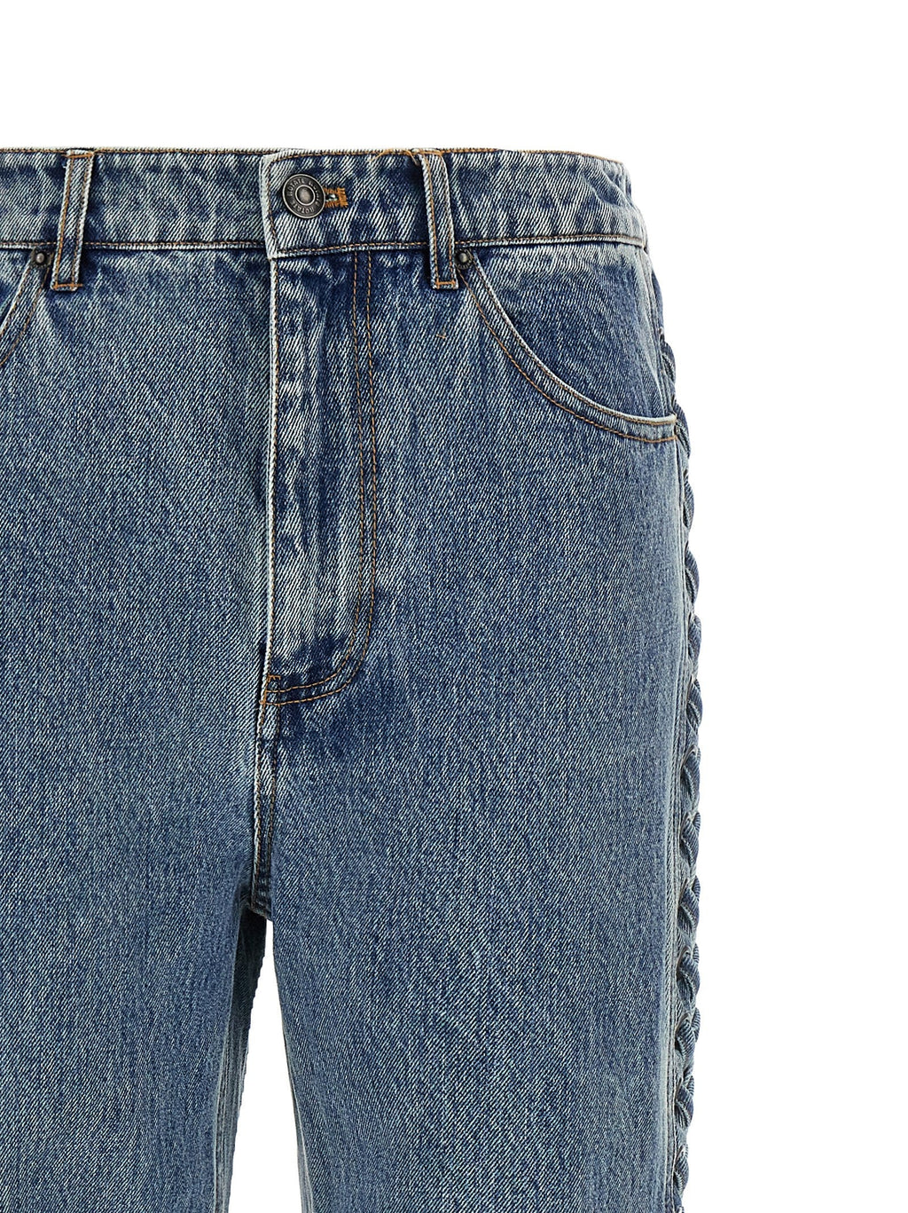 ROTATE BIRGER CHRISTENSEN Blue Cotton Straight-Leg Jeans