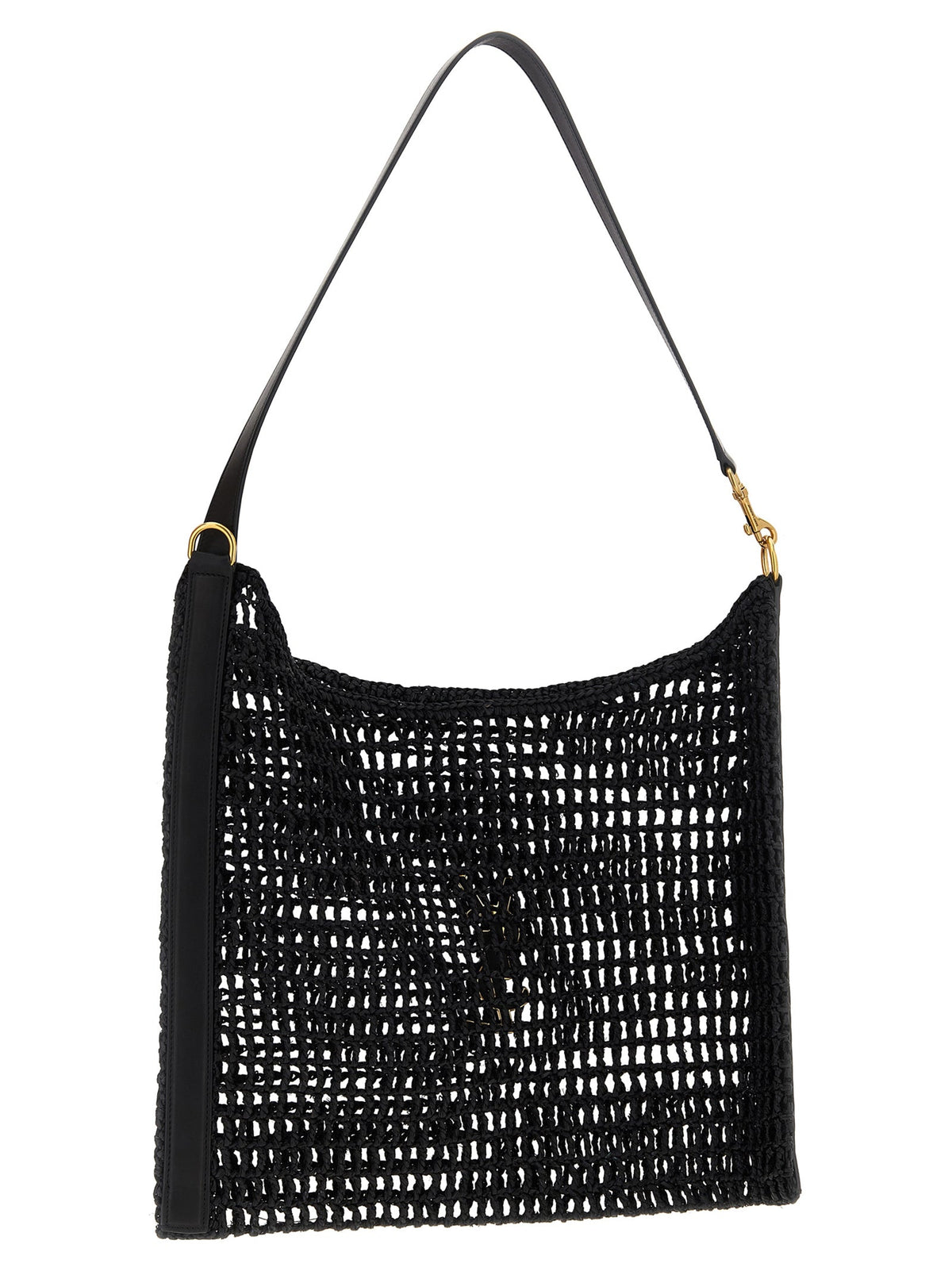 Saint Laurent Black Raffia Shoulder Bag