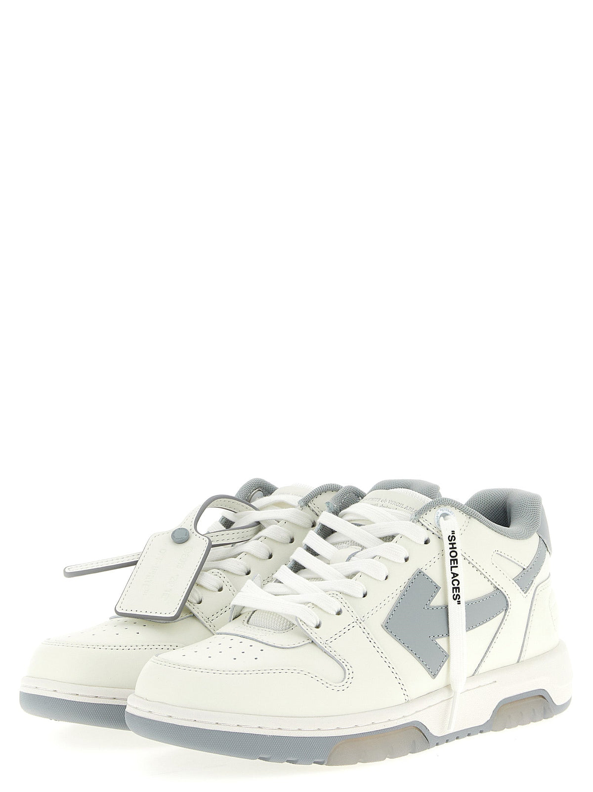 Off-White Gray Leather Low Top Sneakers