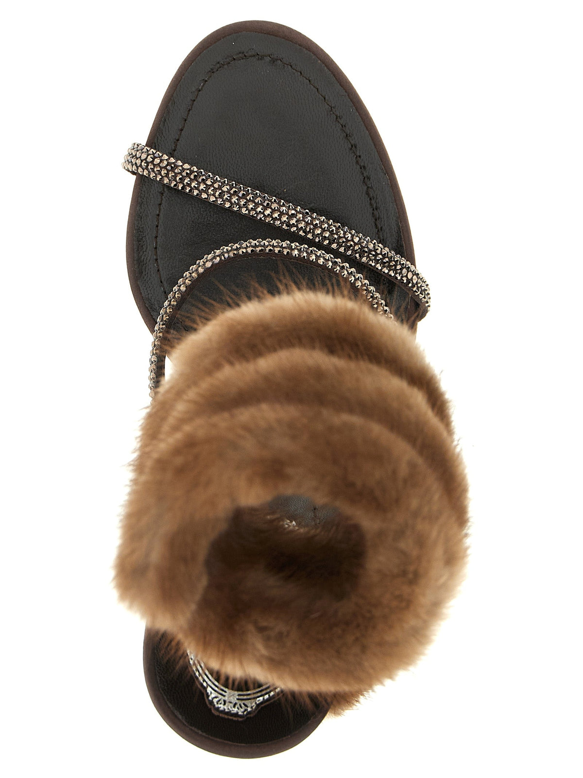 RENE CAOVILLA Brown Satin Stiletto Heel Sandals