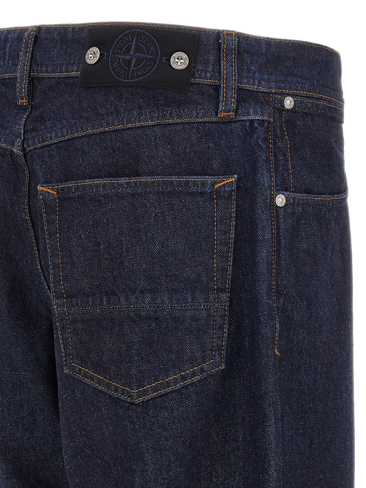 Stone Island Blue Cotton Straight-Leg Jeans