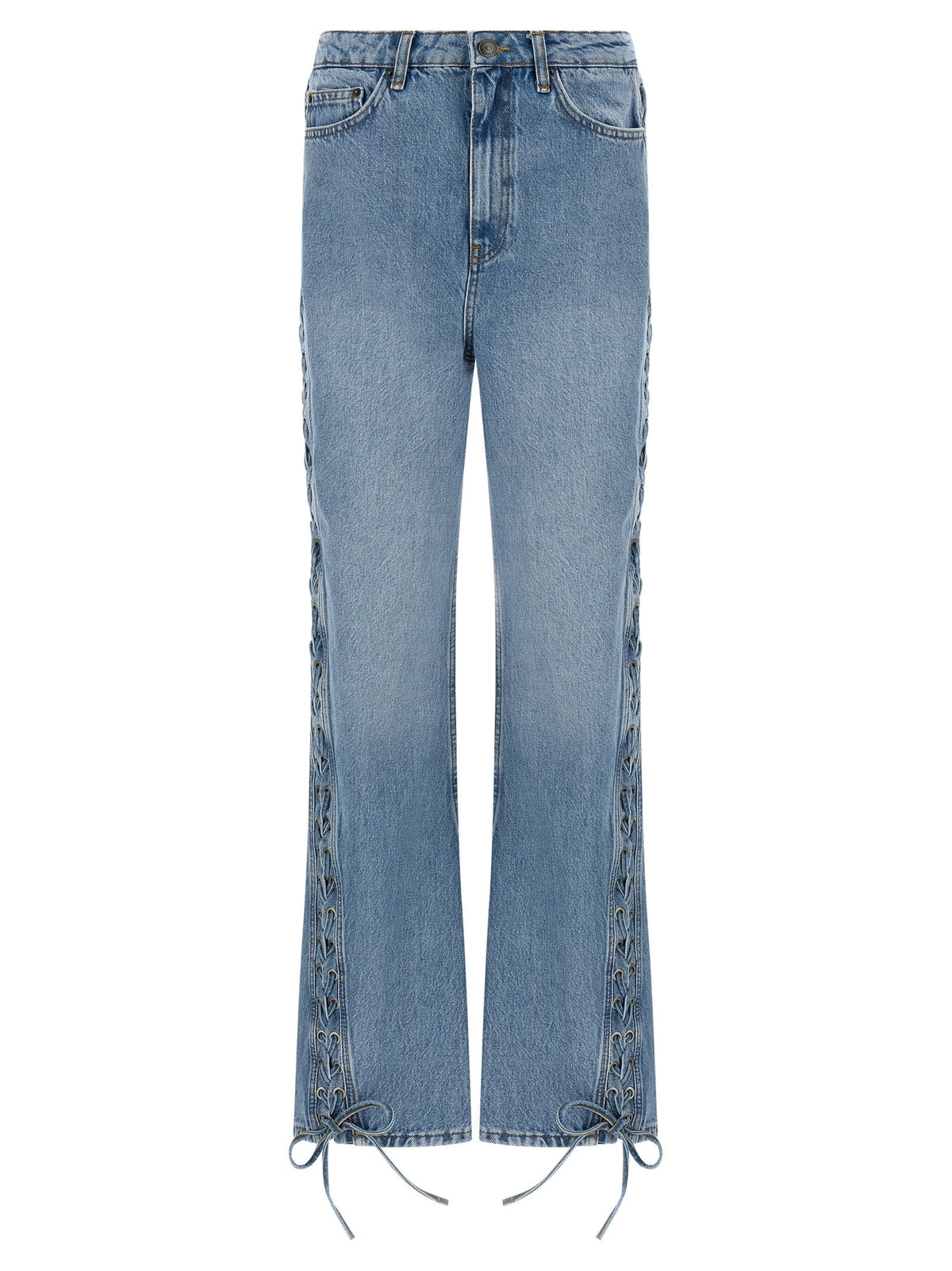 ROTATE BIRGER CHRISTENSEN Blue Cotton Straight-Leg Jeans