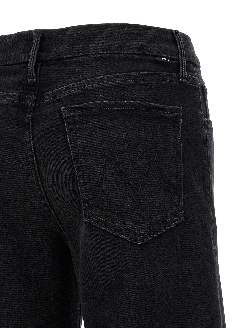 Mother Denim Black Cotton Flared Jeans