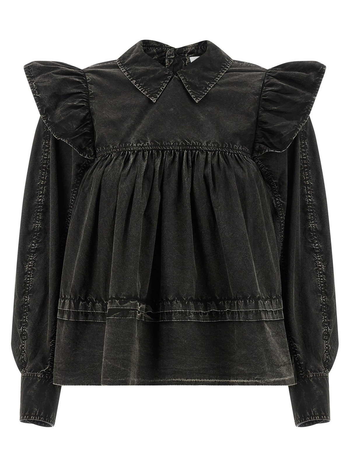 Ganni Black Organic Cotton Blouse