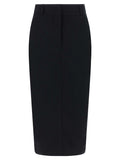 THELATEST Black Cotton Midi Skirt