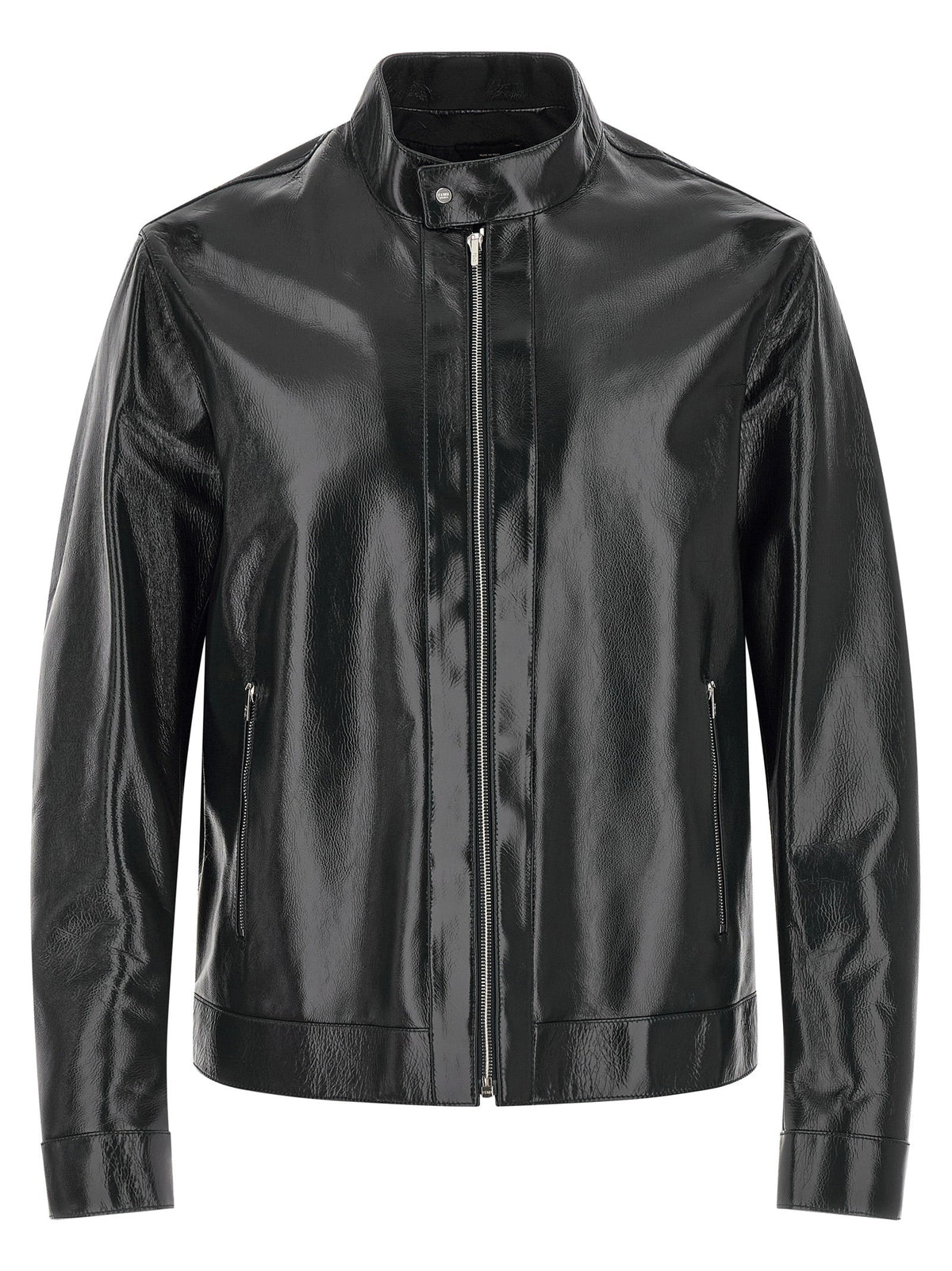 Fendi Blue Lamb Leather Leather Jacket