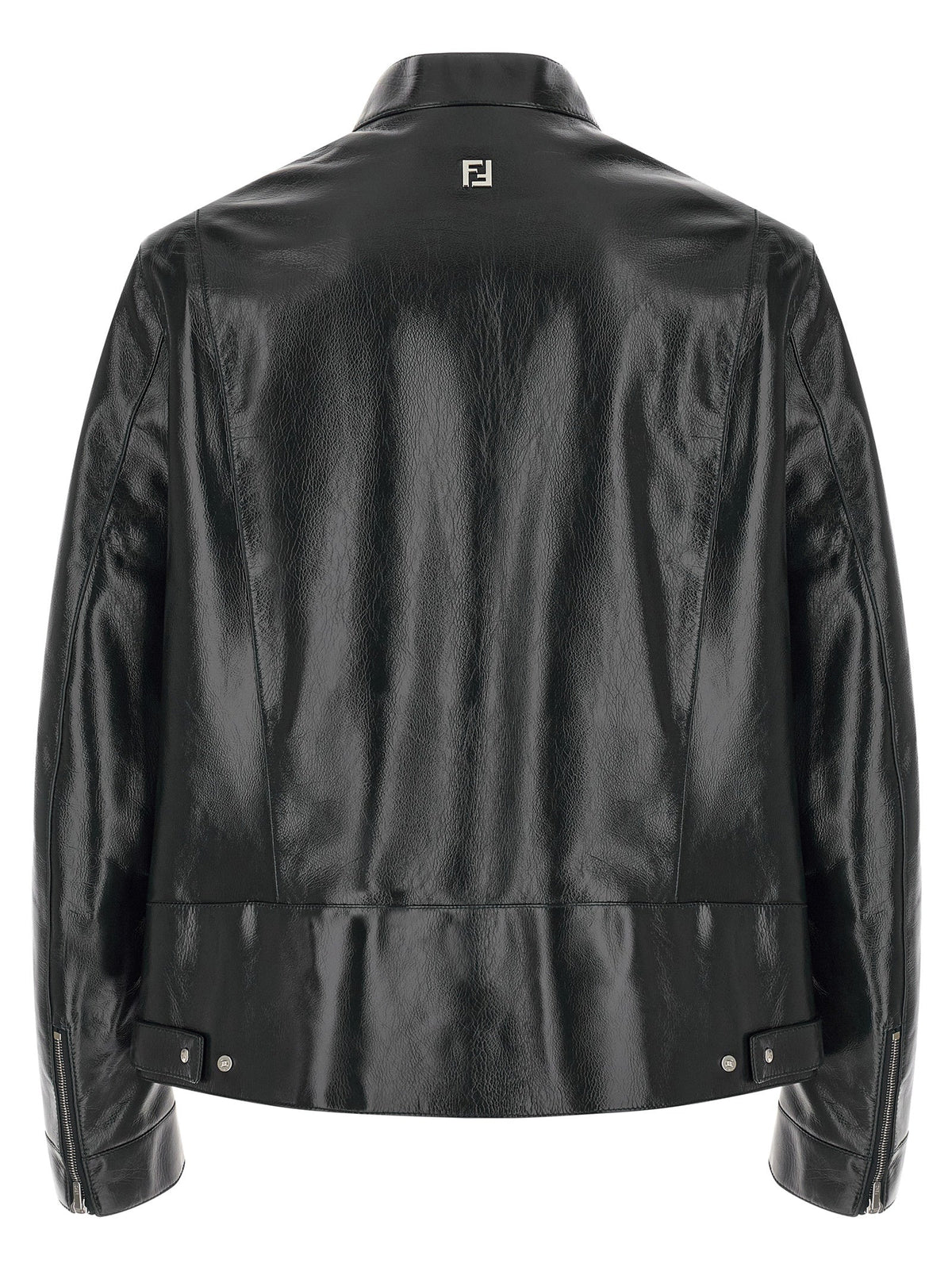 Fendi Blue Lamb Leather Leather Jacket