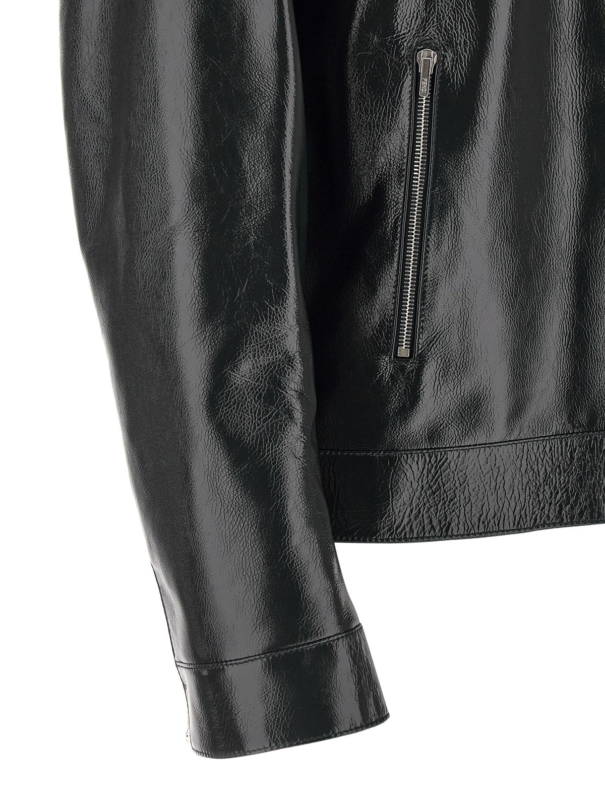 Fendi Blue Lamb Leather Leather Jacket