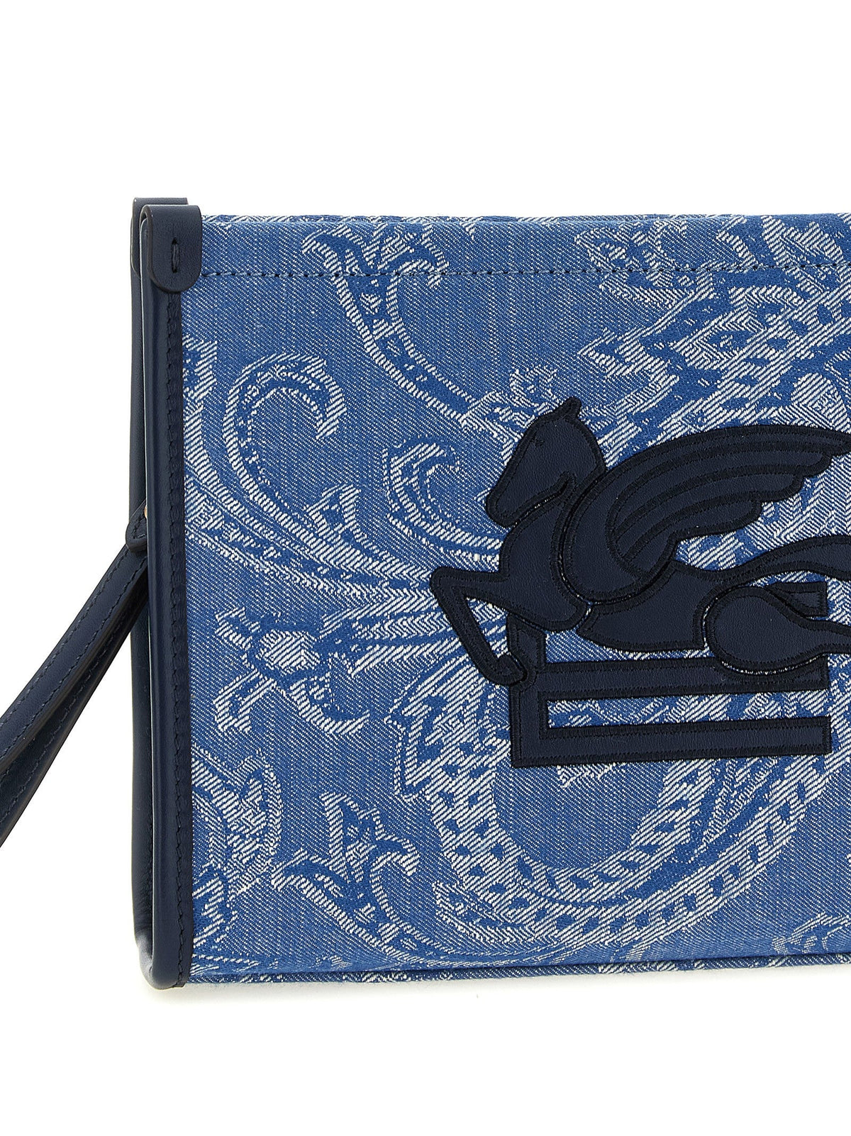 Etro Blue Cotton Clutch Bag