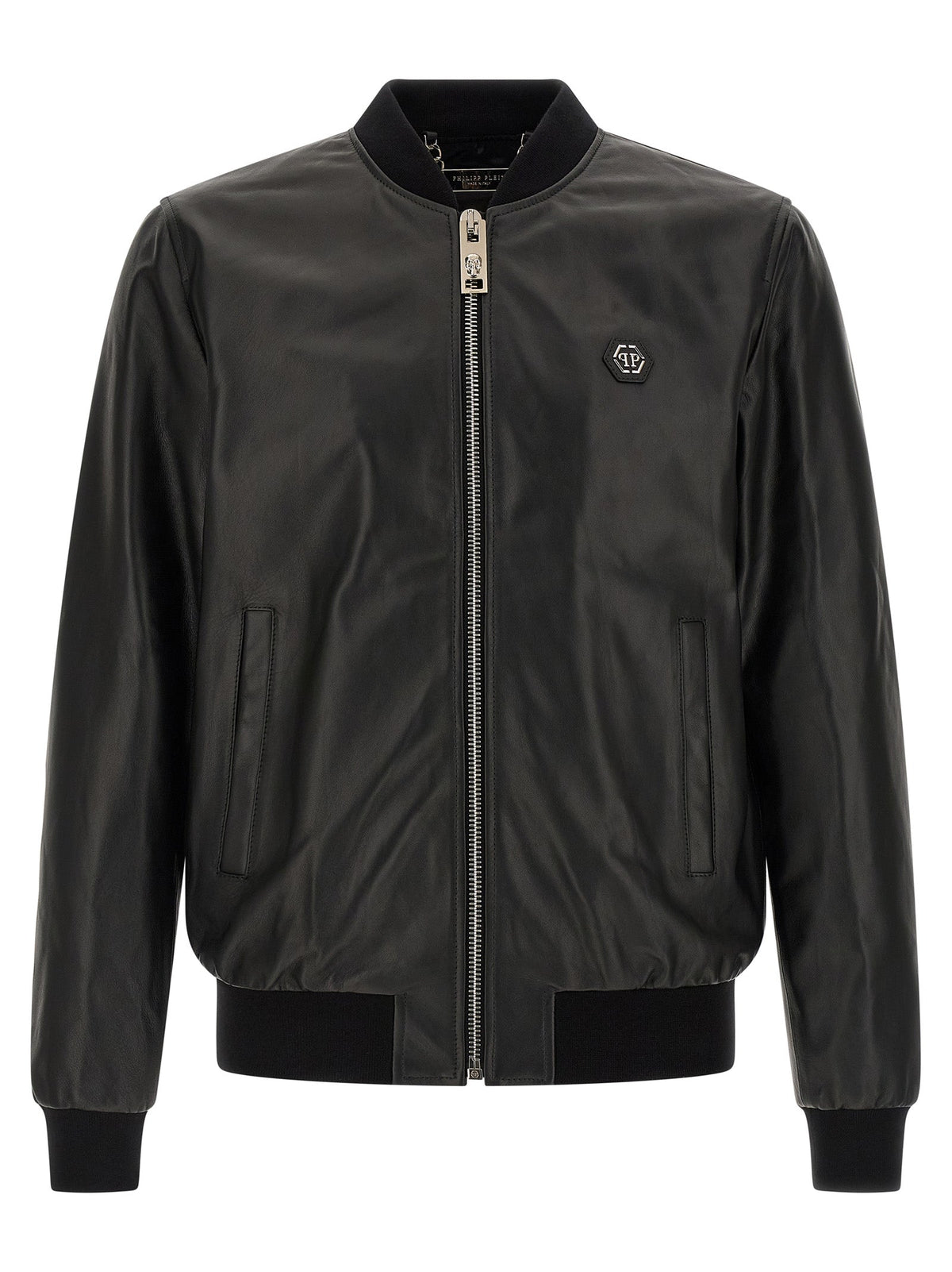 Philipp Plein Black Lambskin Leather Jacket
