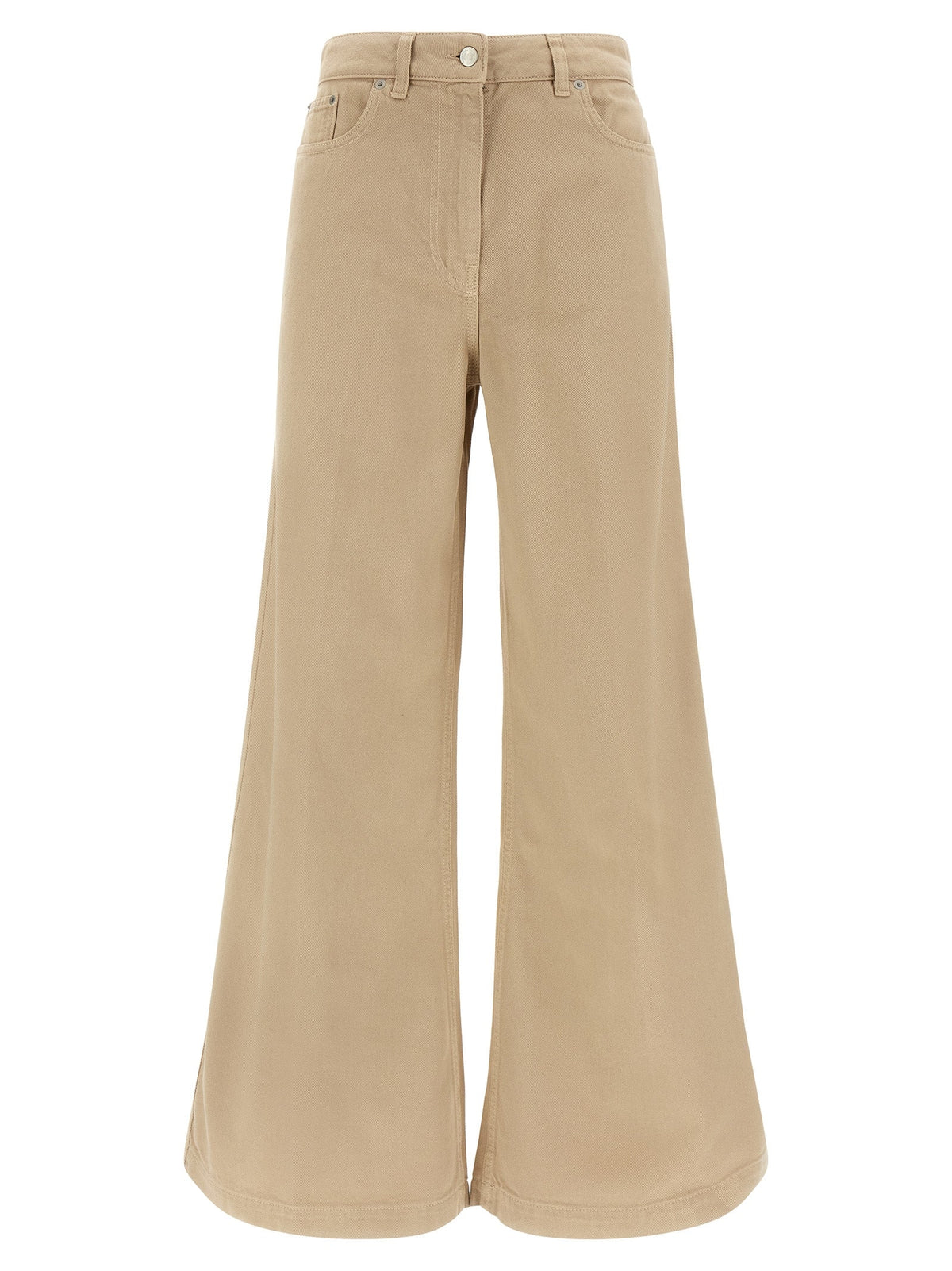 NUDE Beige Cotton Flared Pants