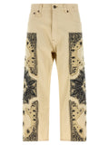 R13 Beige Cotton Straight-Leg Jeans