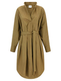 NUDE Brown Cotton Midi Dress