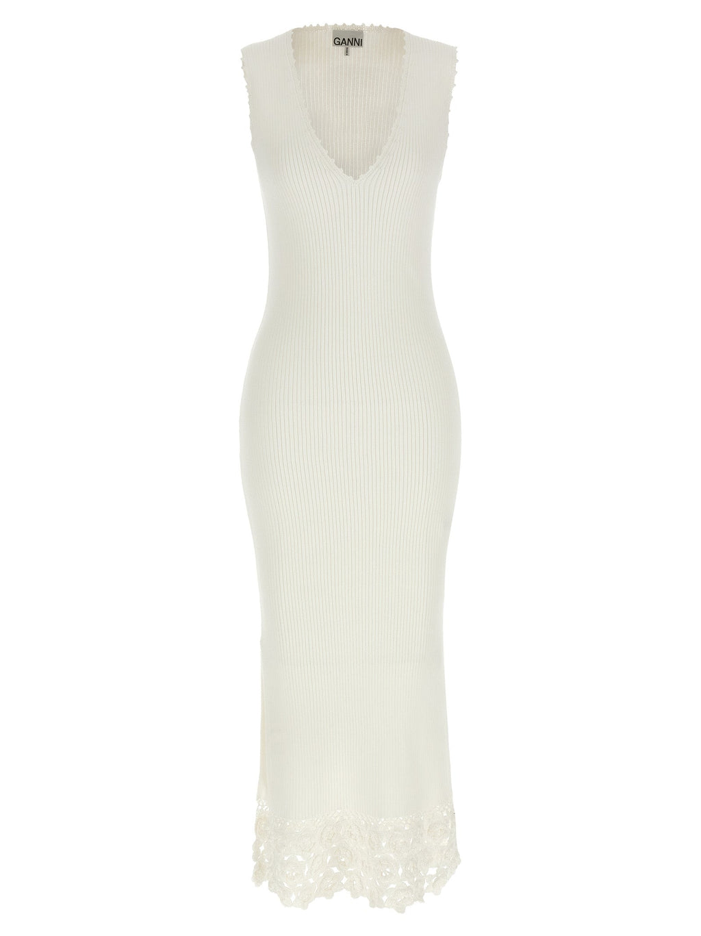 Ganni White Organic Cotton Long Dress