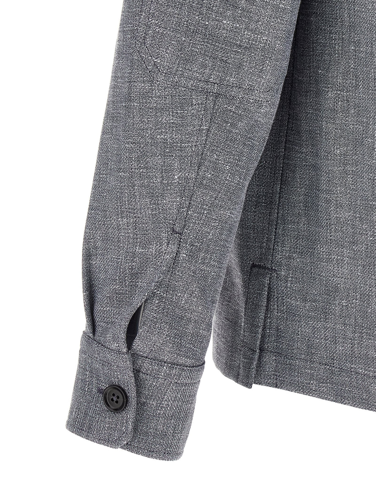 ZEGNA Blue Linen Blouse