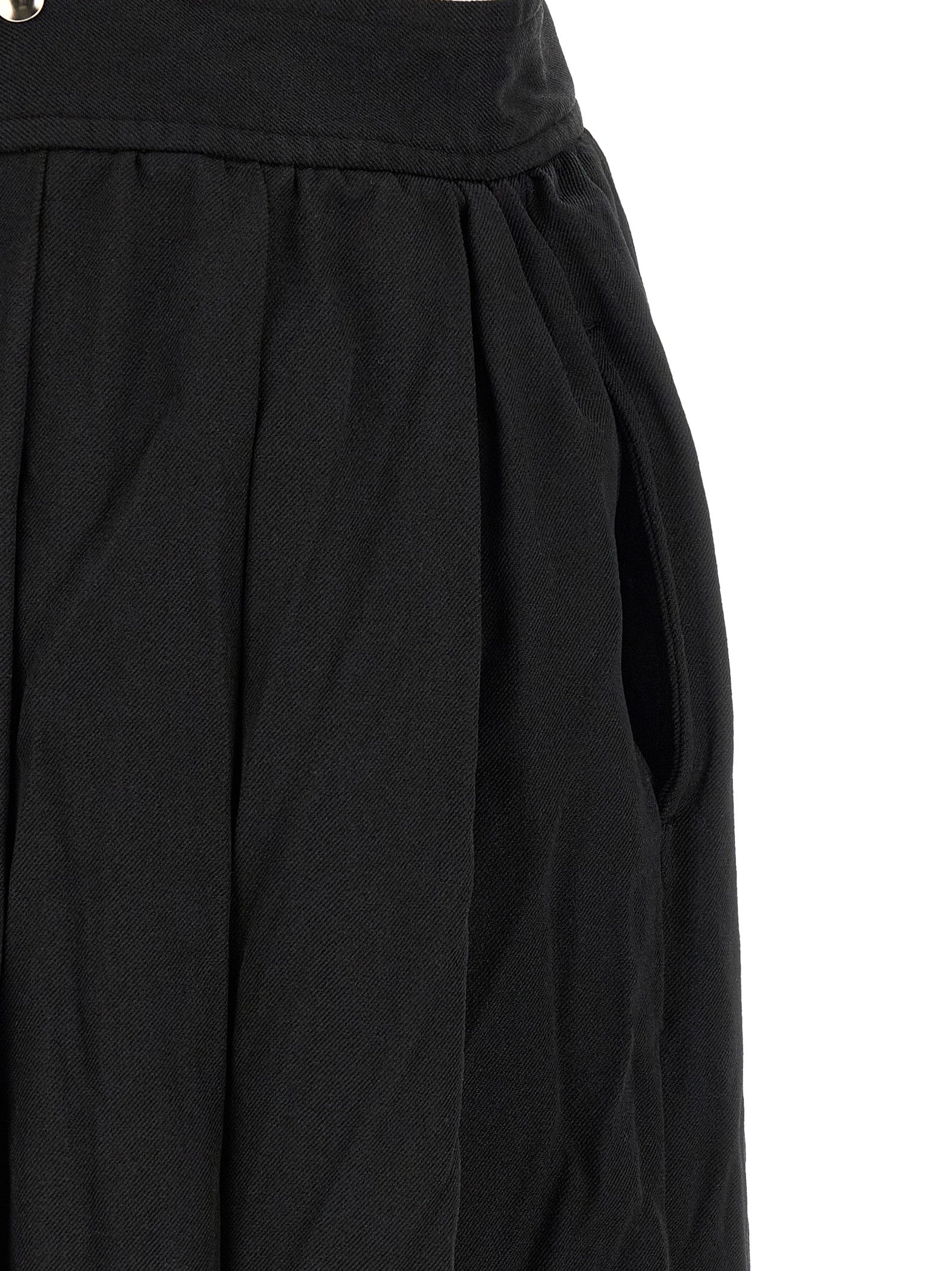 Comme Des Garçons Black Polyester Midi Skirt
