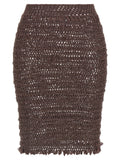 ALLIS Brown Polyester Midi Skirt