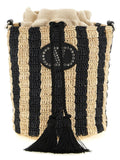 Valentino Garavani Black Straw Shoulder Bag