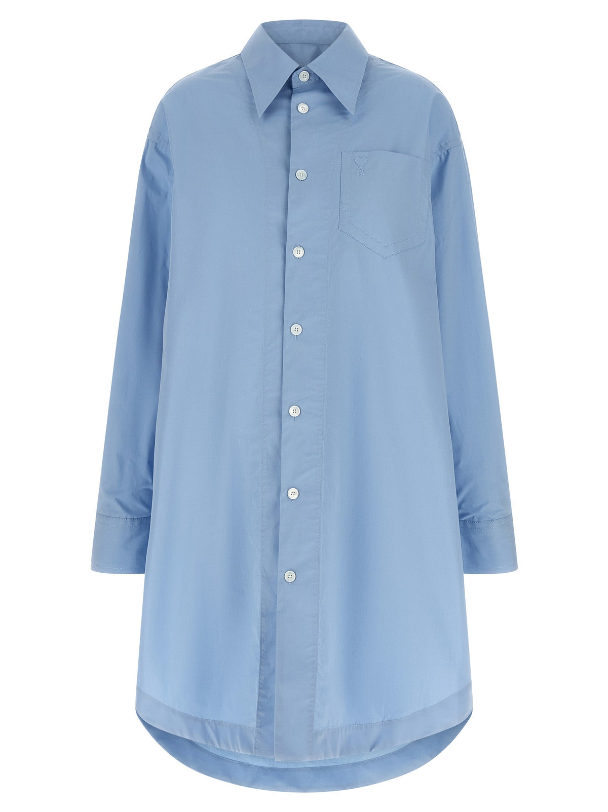 Ami Paris Blue Cotton Midi Dress