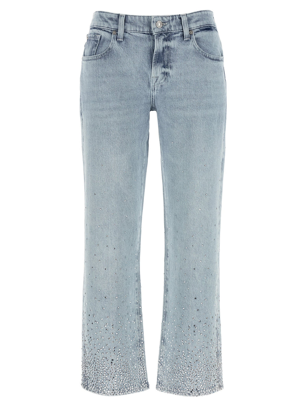 7 For All Mankind Blue Cotton Straight-Leg Jeans