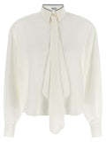 Brunello Cucinelli White Silk Blouse