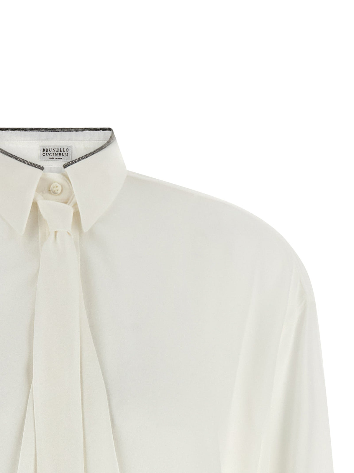 Brunello Cucinelli White Silk Blouse