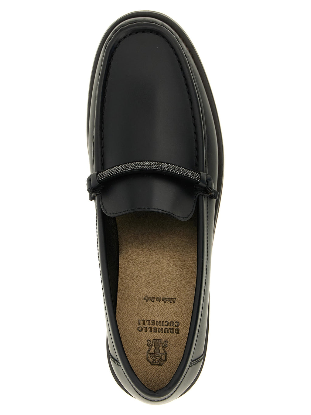 Brunello Cucinelli Black Calfskin Slip-On Loafers