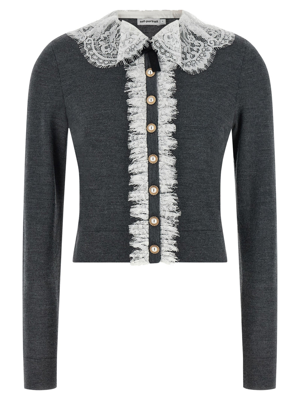 Self-Portrait Gray Wool Cardigan