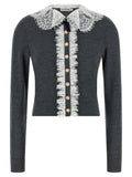 Self-Portrait Gray Wool Cardigan