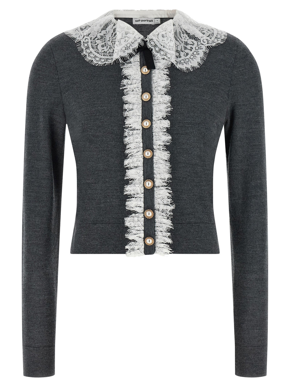 Self-Portrait Gray Wool Cardigan