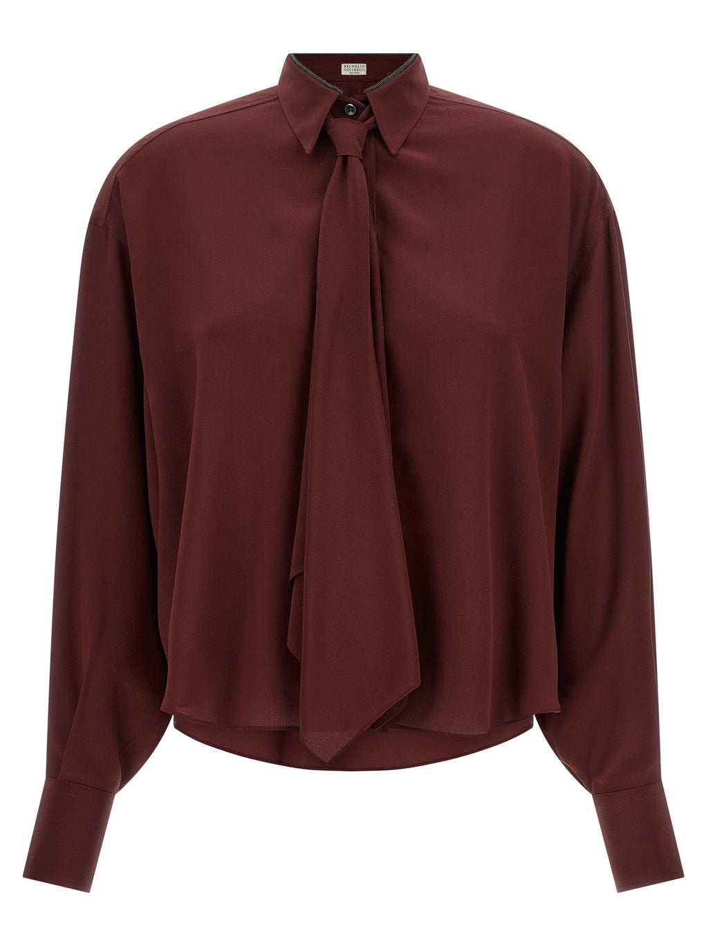 Brunello Cucinelli Bordeaux Silk Blouse