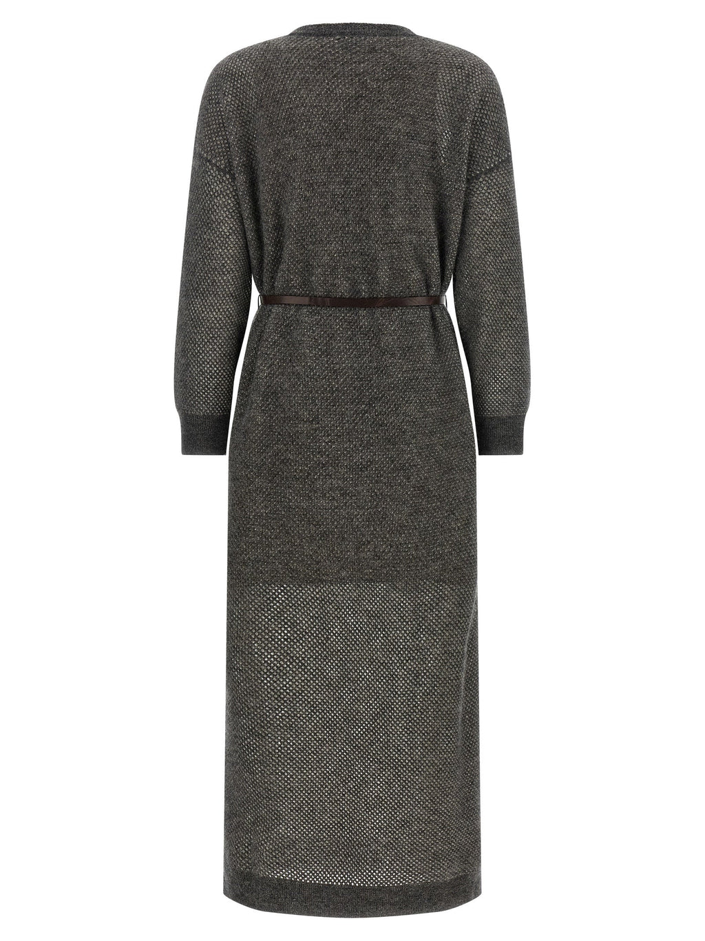 Brunello Cucinelli Gray Wool Midi Dress