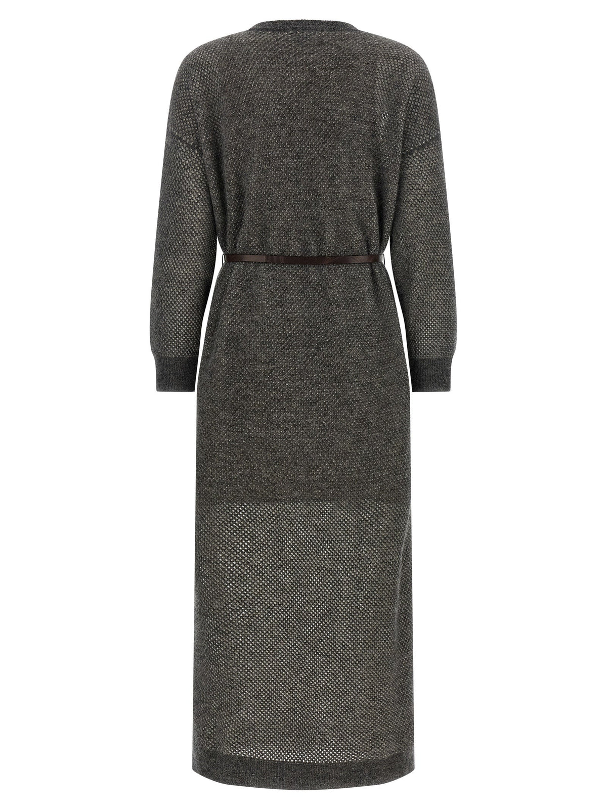 Brunello Cucinelli Gray Wool Midi Dress