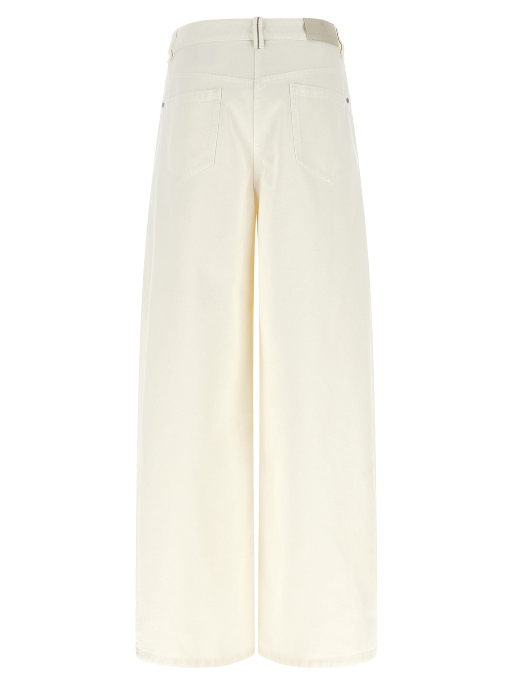Brunello Cucinelli White Cotton Relaxed Fit Jeans