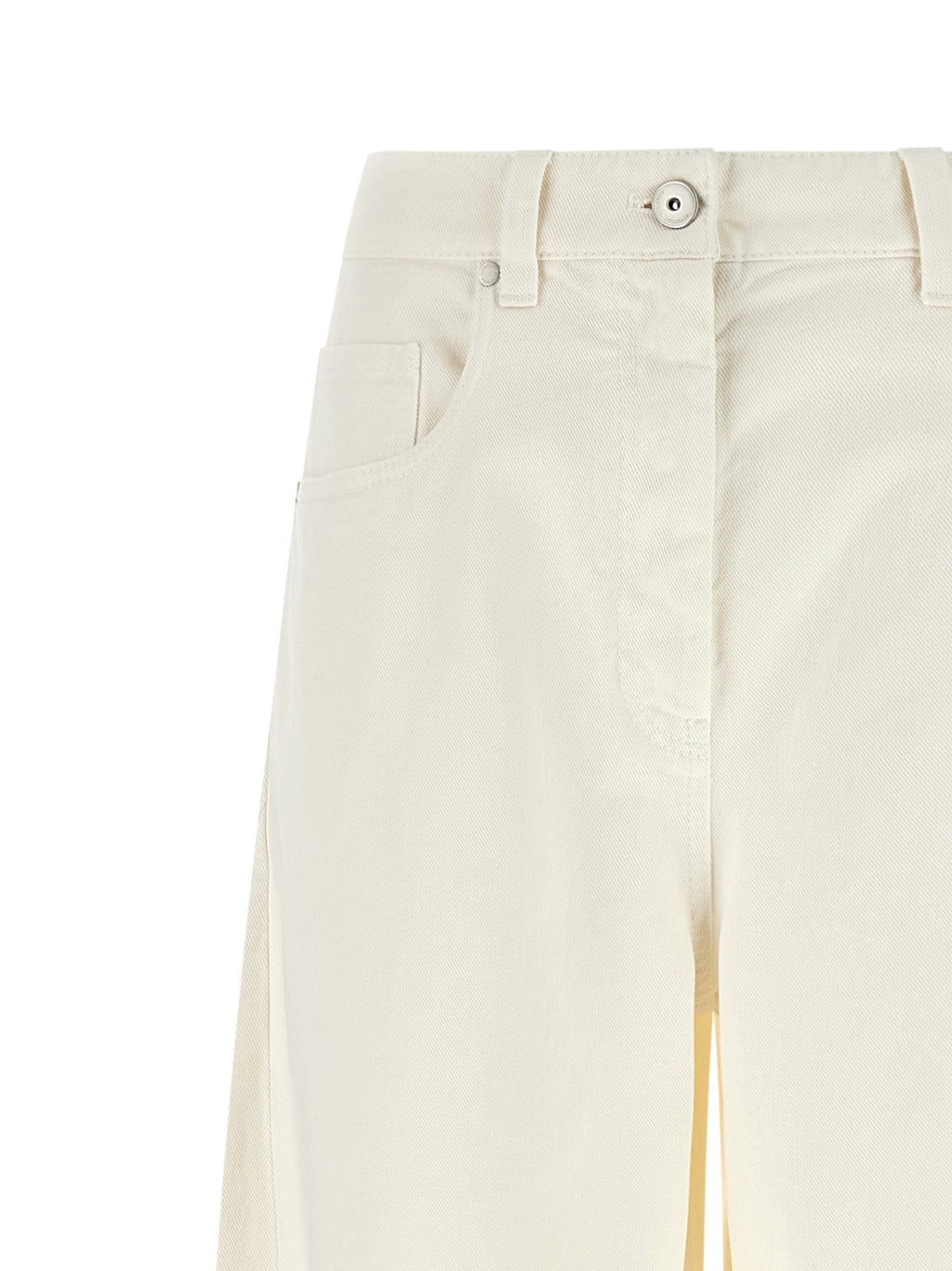 Brunello Cucinelli White Cotton Relaxed Fit Jeans