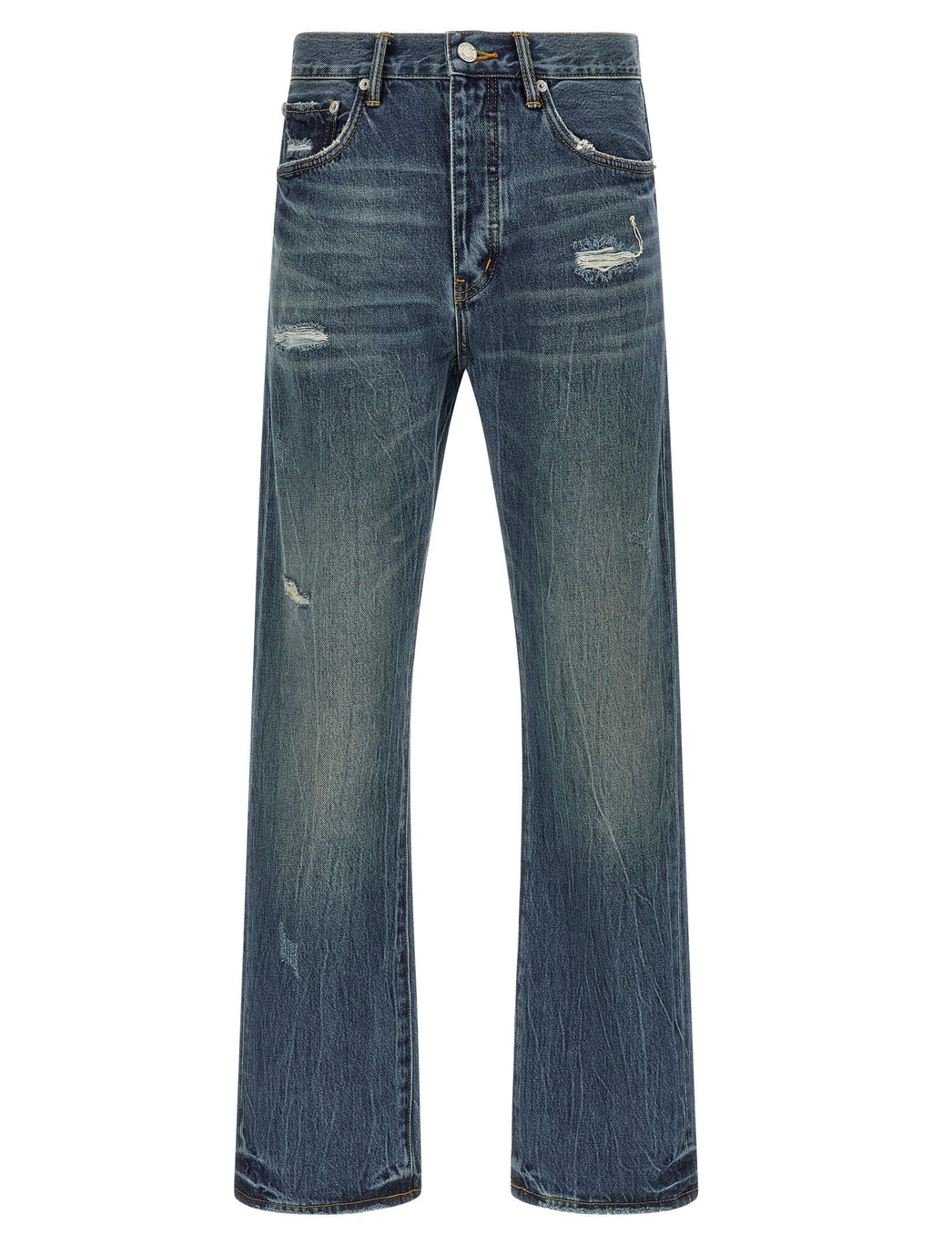 PURPLE Blue Cotton Straight-Leg Jeans