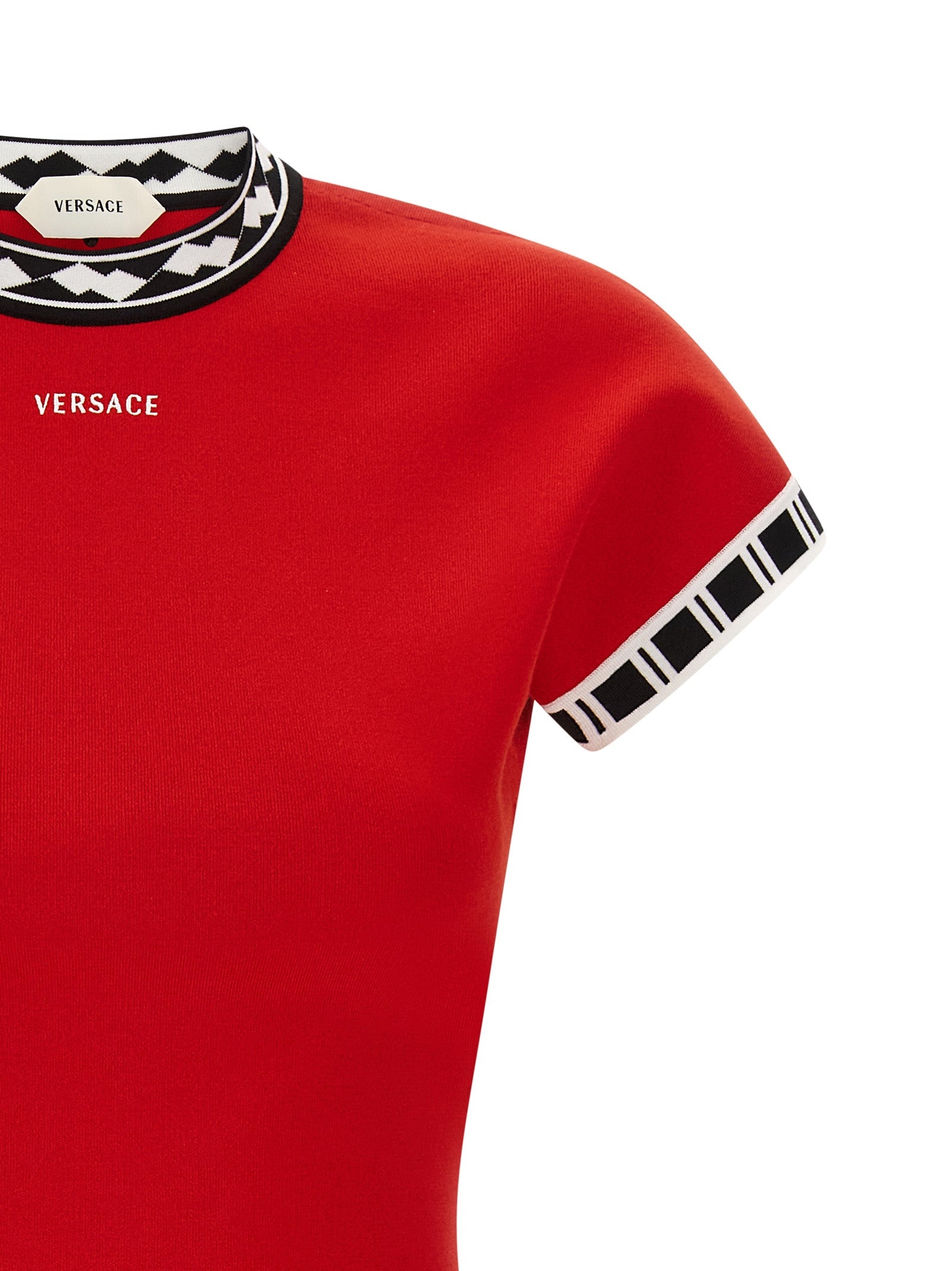 Versace Red Cotton Short Dress