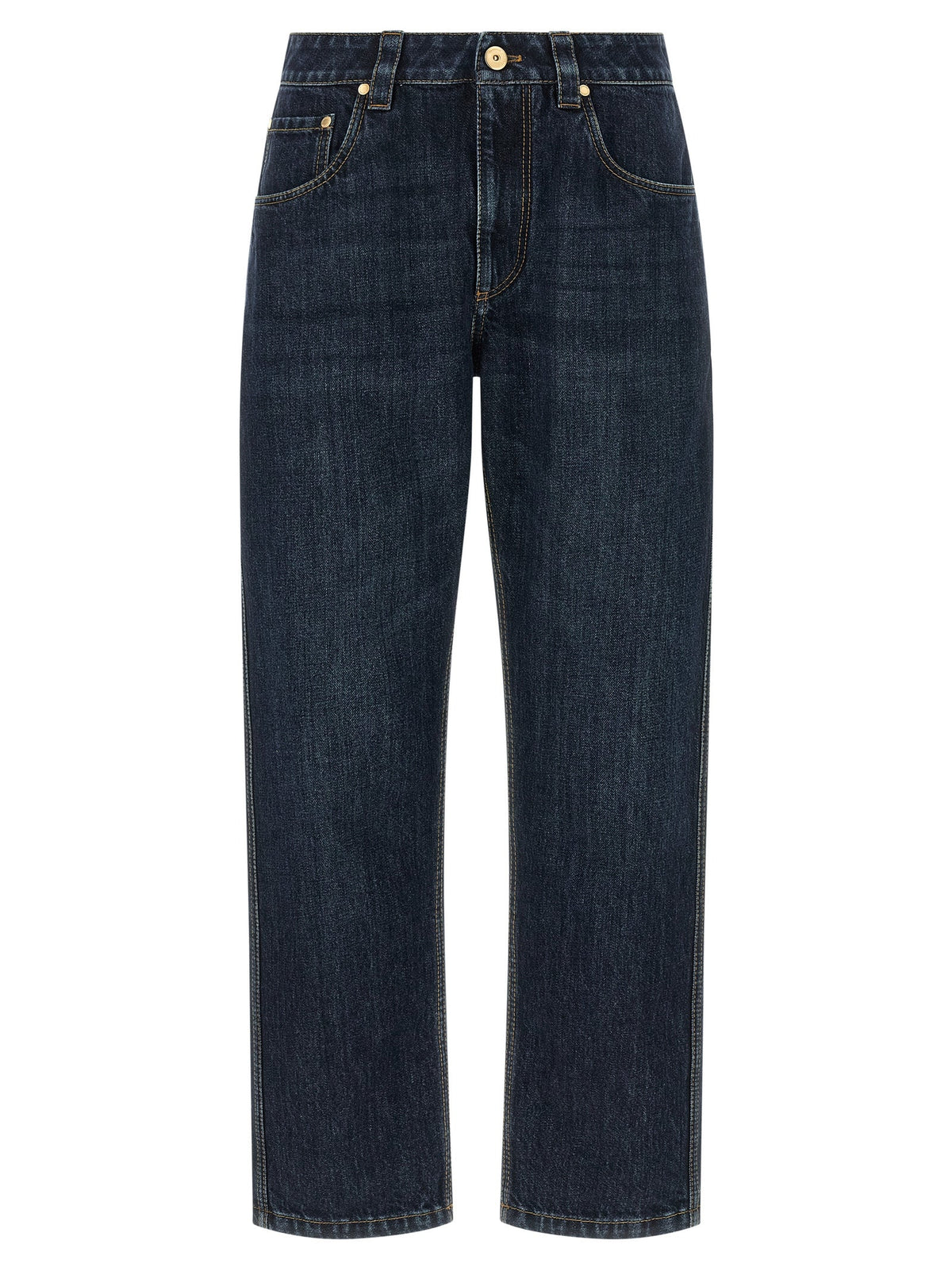 Brunello Cucinelli Blue Cotton Straight-Leg Jeans