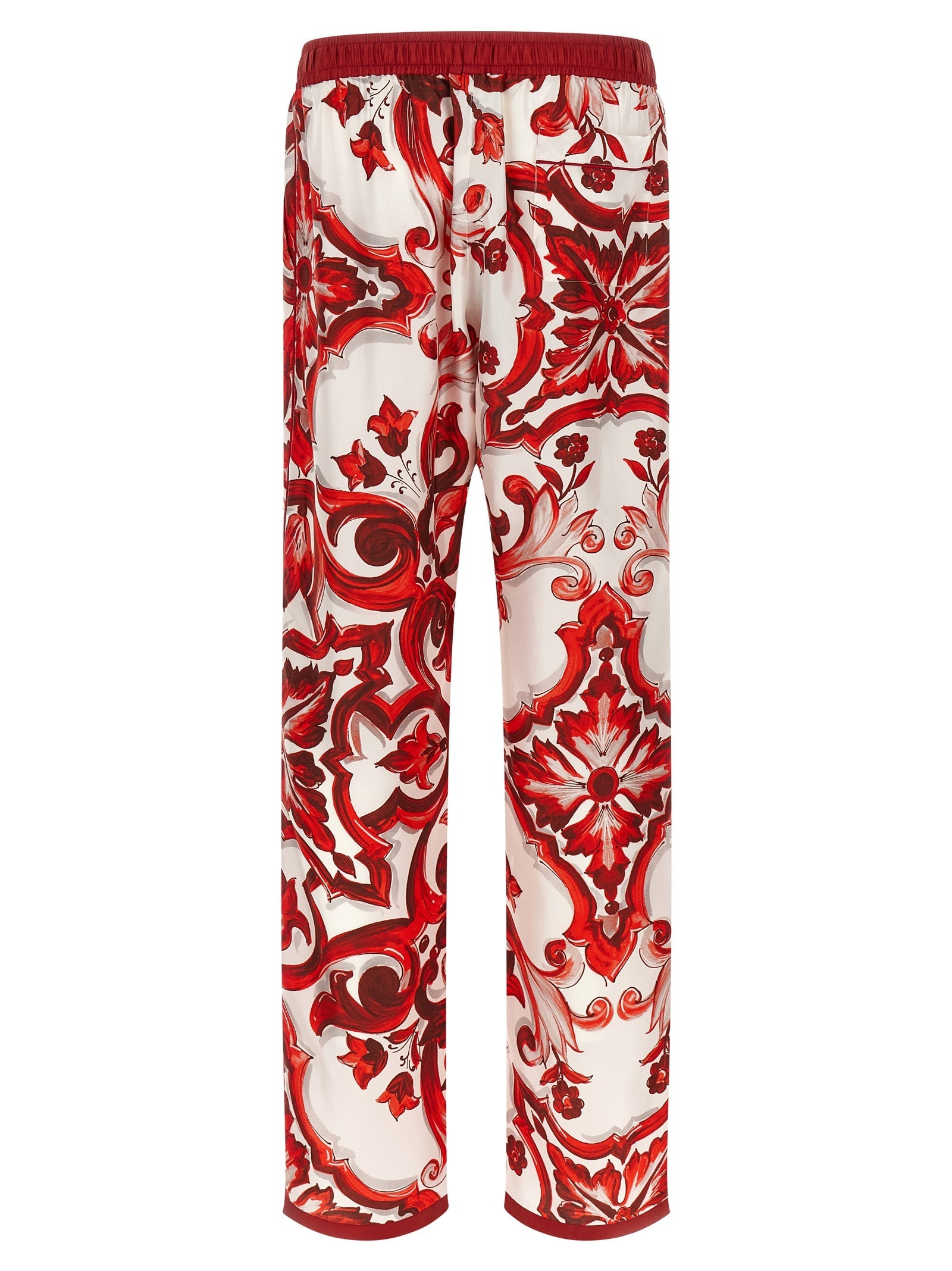 Dolce & Gabbana Red Silk Casual Pants