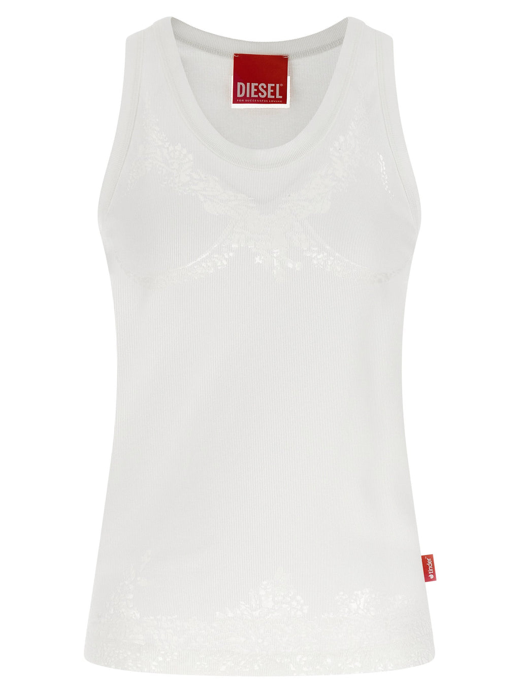 Diesel White Cotton Tank Tops