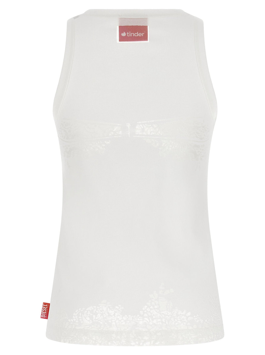 Diesel White Cotton Tank Tops