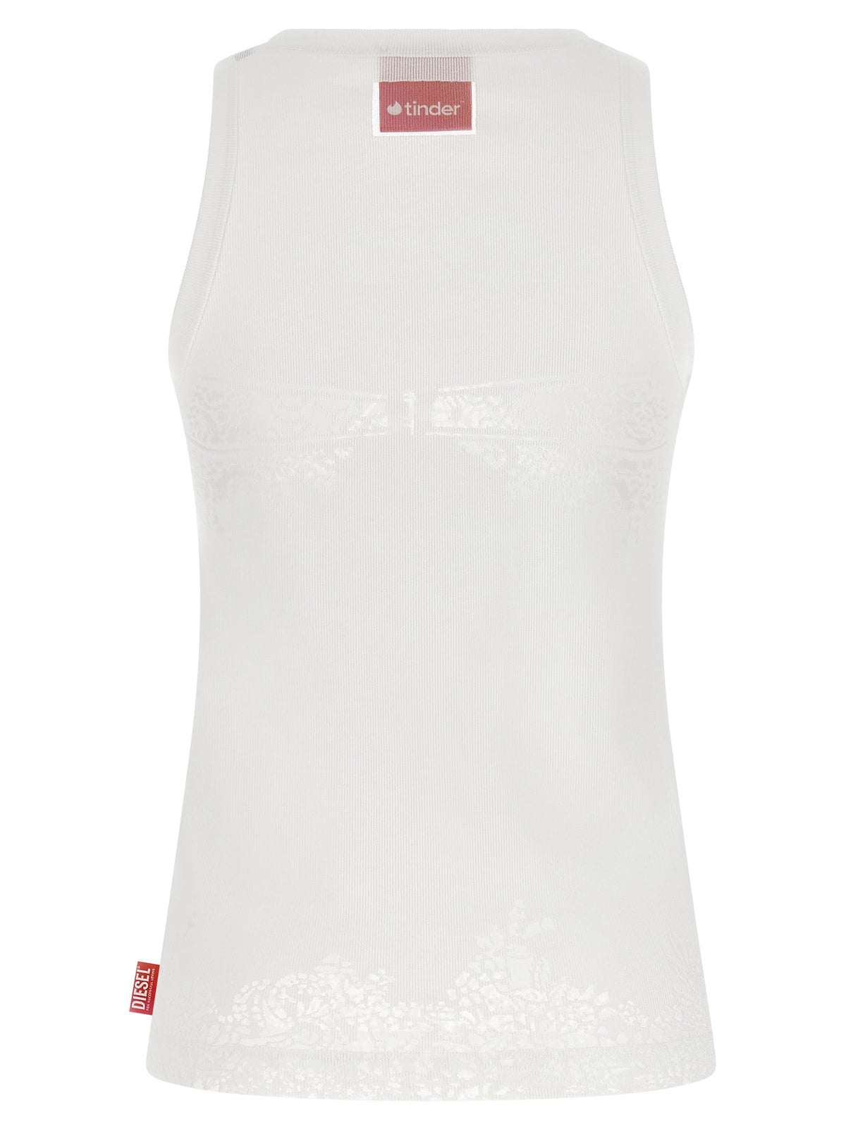 Diesel White Cotton Tank Tops