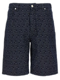 Fendi Blue Cotton Bermuda Shorts