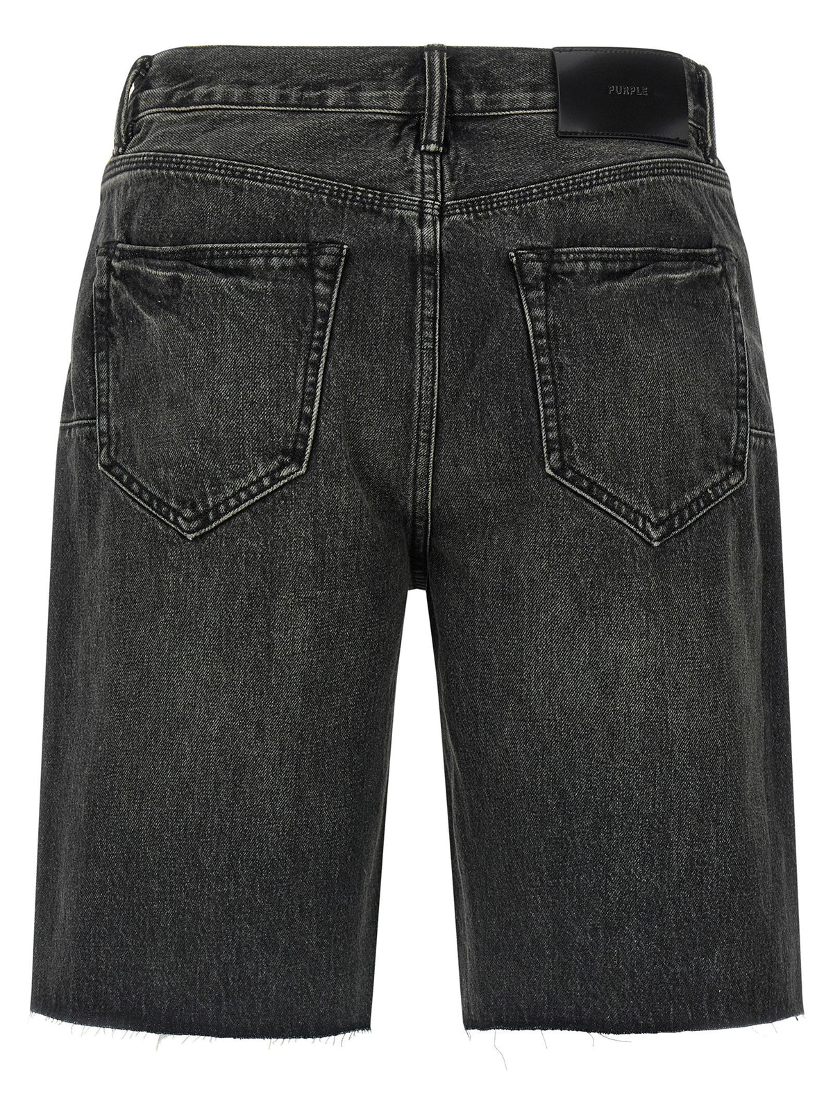 PURPLE Black Cotton Bermuda Shorts